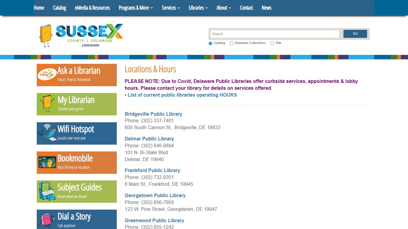 Locations & Hours | Sussex County